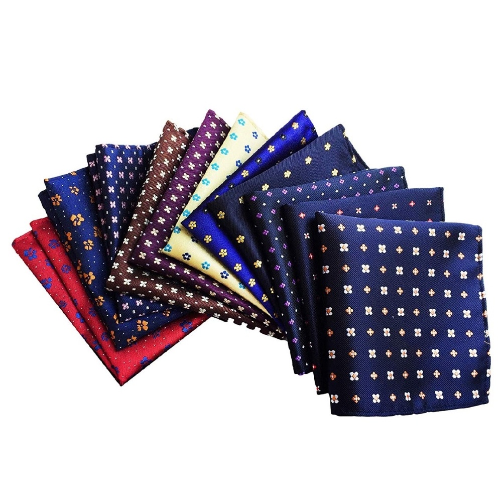 Mens Set of 11 Floral Silk Blend Pocket Squares